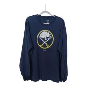 Reebok Buffalo Sabres NHL Hockey Long Sleeve Shirt Blue Men's Size 2XL Vintage